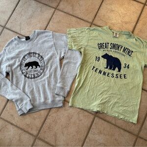 Bundle Great Smoky Mountains S/M Sweatshirt Shirt Bear Gatlinburg Tennesse